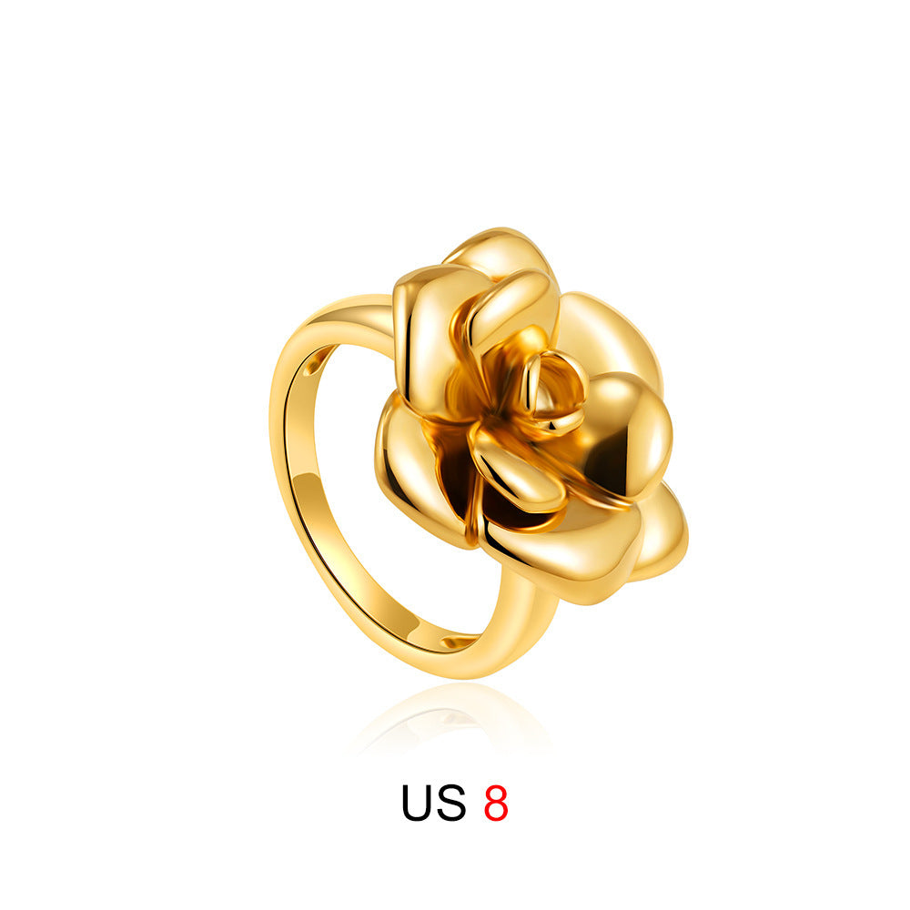 18K Gold Camellia Stud Earrings Retro