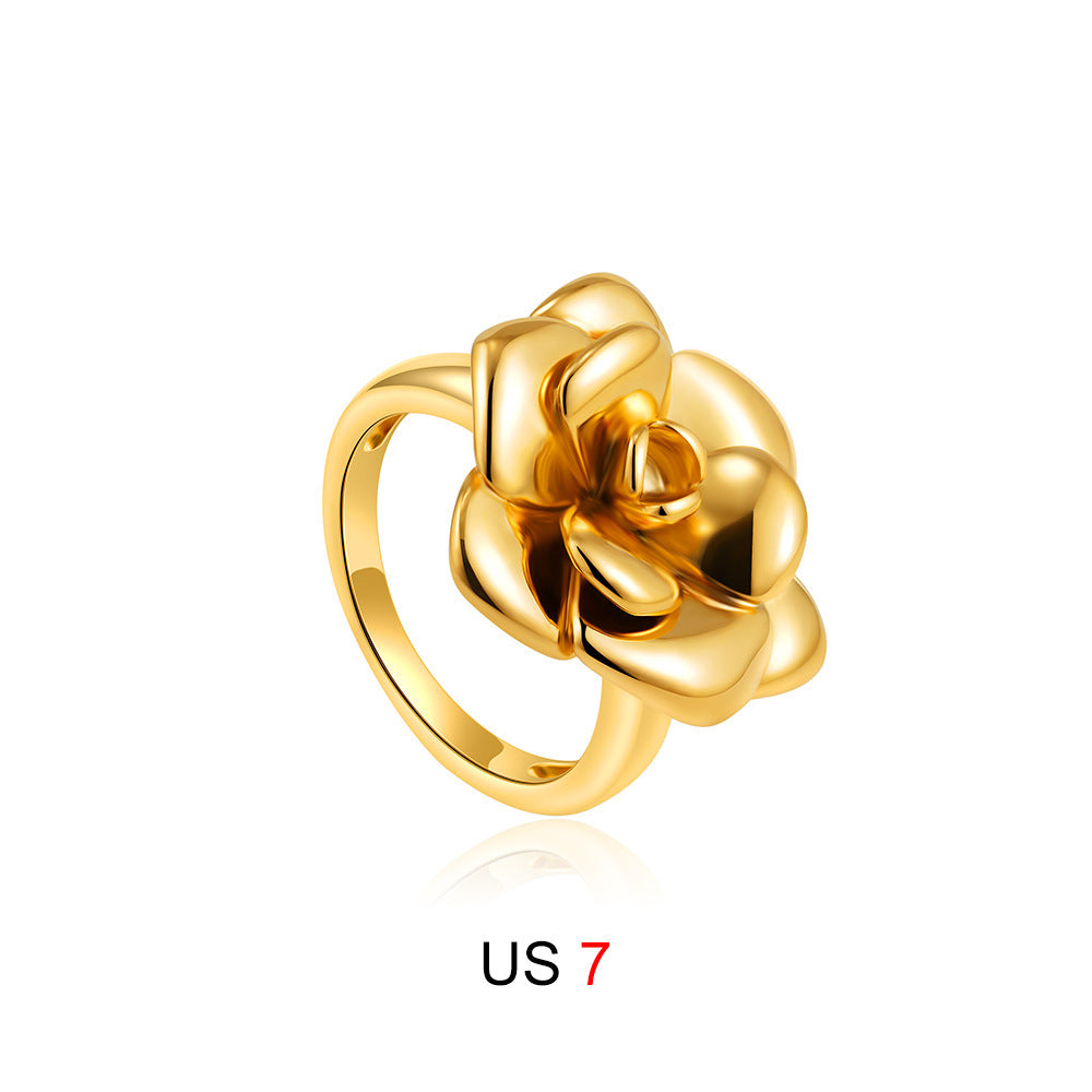 18K Gold Camellia Stud Earrings Retro